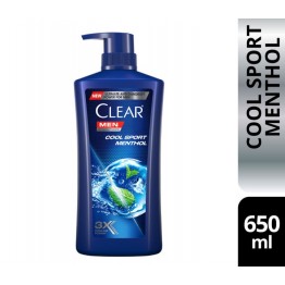 Clear Men Shampoo Cool Sport Menthol Anti Dandruff 650ml - Cool Menthol Formula for Dandruff Control